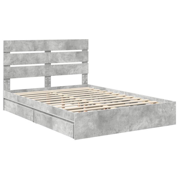 Pat cu storage Gri din beton 150 x 200 cm Lemn compozit - WALTI WALTI