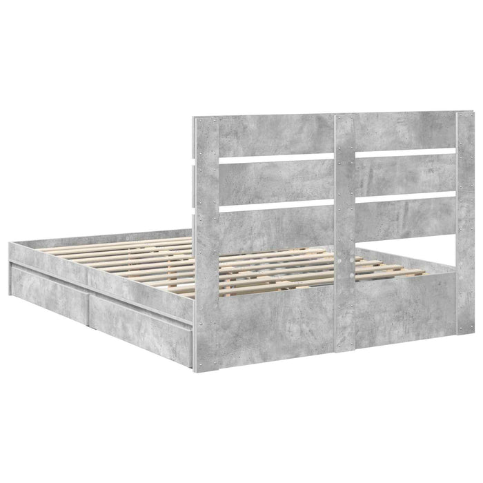 Pat cu storage Gri din beton 150 x 200 cm Lemn compozit - WALTI WALTI