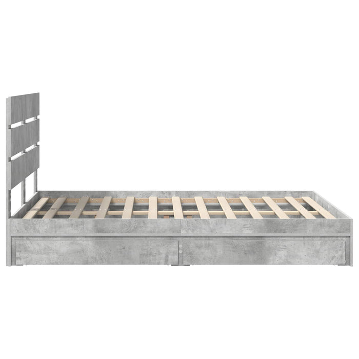 Pat cu storage Gri din beton 150 x 200 cm Lemn compozit - WALTI WALTI