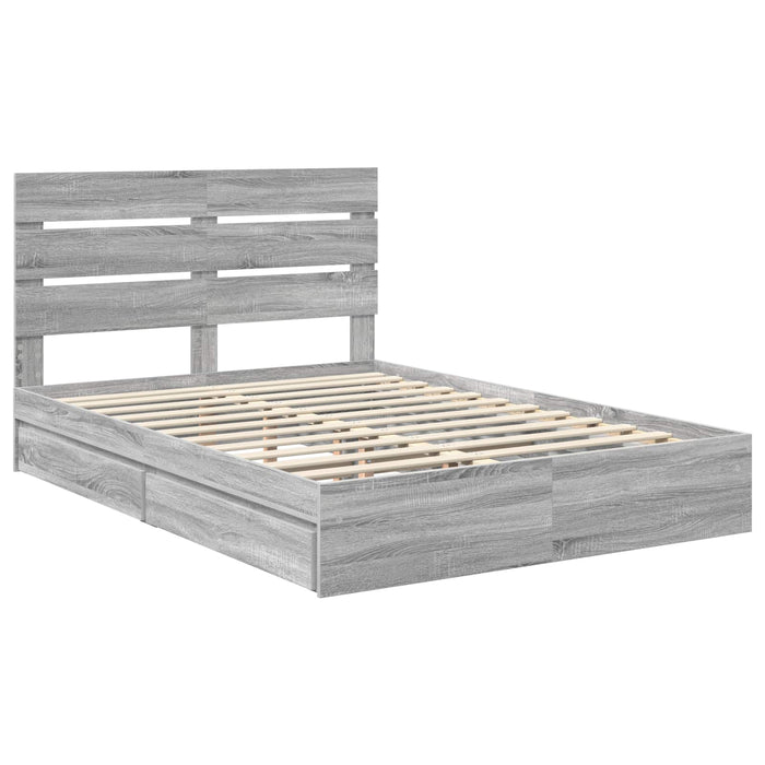 Pat cu storage cu sertar Gri Sonoma 150 x 200 cm Lemn compozit - WALTI WALTI