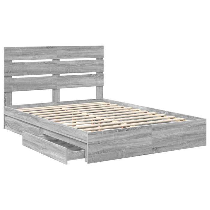 Pat cu storage cu sertar Gri Sonoma 150 x 200 cm Lemn compozit - WALTI WALTI