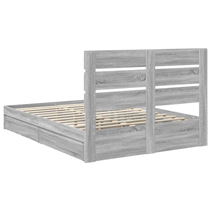 Pat cu storage cu sertar Gri Sonoma 150 x 200 cm Lemn compozit - WALTI WALTI