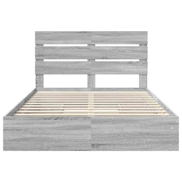Pat cu storage cu sertar Gri Sonoma 150 x 200 cm Lemn compozit - WALTI WALTI