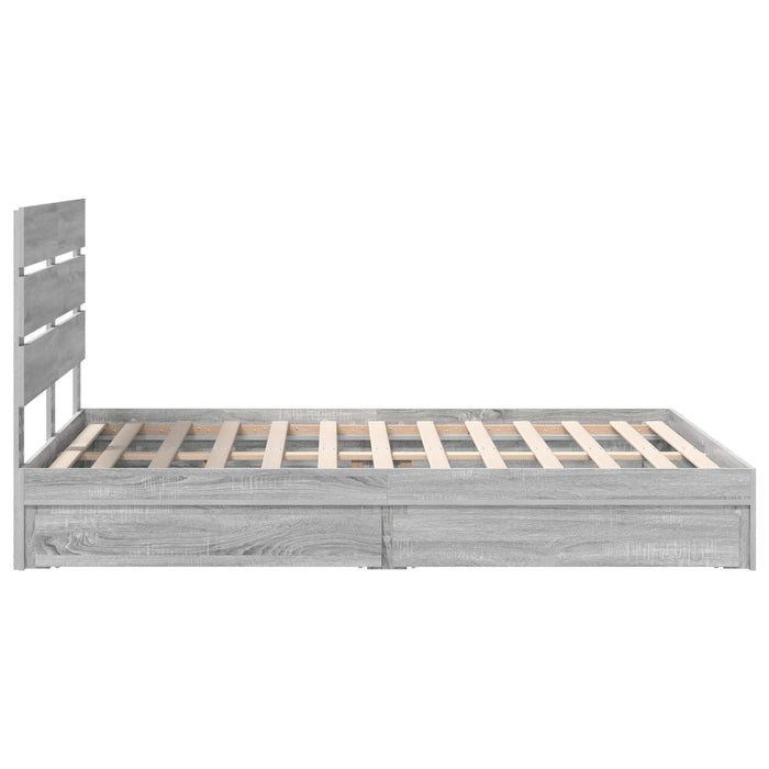 Pat cu storage cu sertar Gri Sonoma 150 x 200 cm Lemn compozit - WALTI WALTI