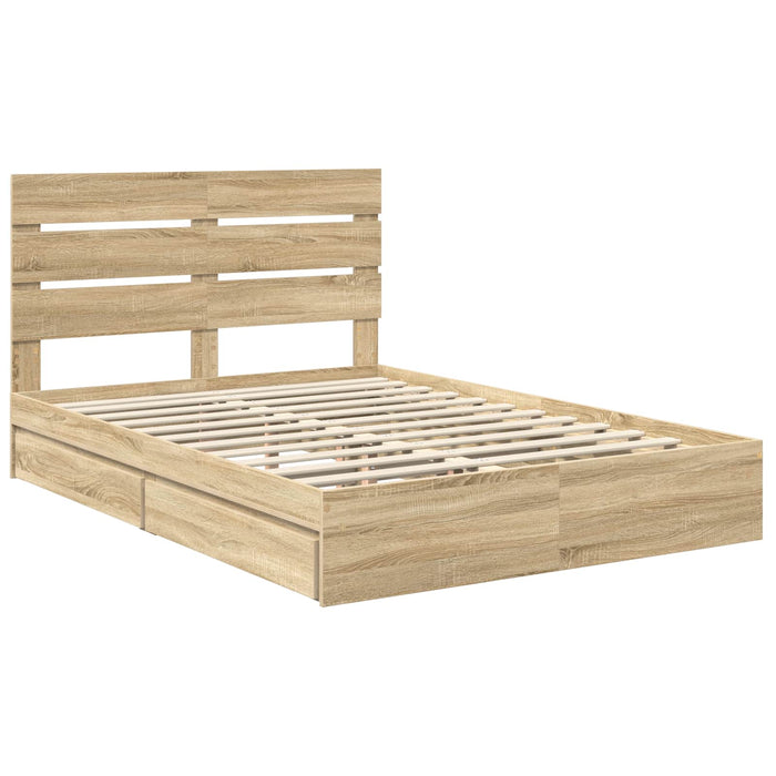 Pat cu storage Stejar Sonoma 140 x 200 cm Lemn compozit - WALTI WALTI