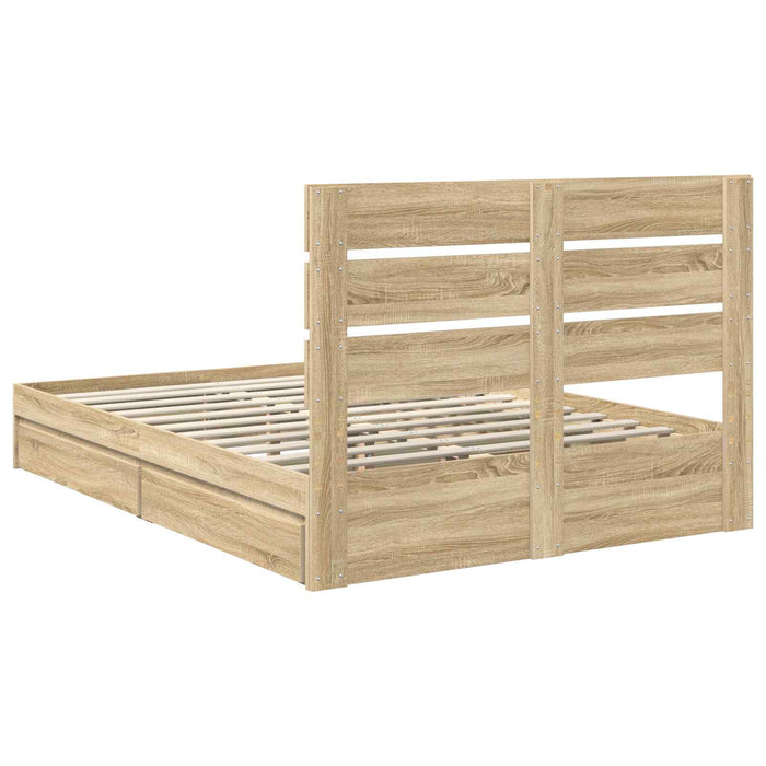Pat cu storage Stejar Sonoma 140 x 200 cm Lemn compozit - WALTI WALTI
