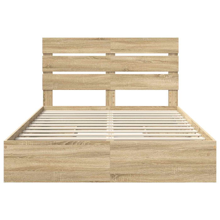 Pat cu storage Stejar Sonoma 140 x 200 cm Lemn compozit - WALTI WALTI