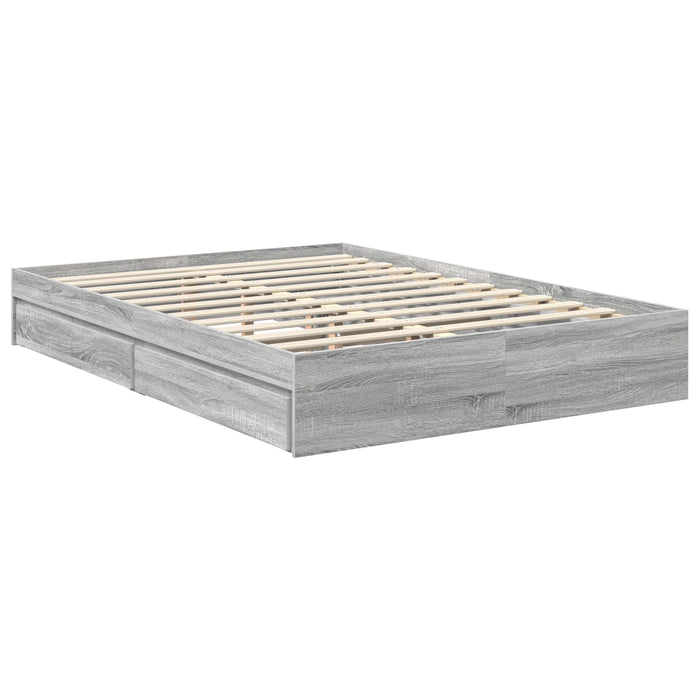 Pat cu storage cu sertar Gri Sonoma 140 x 200 cm Lemn compozit - WALTI WALTI