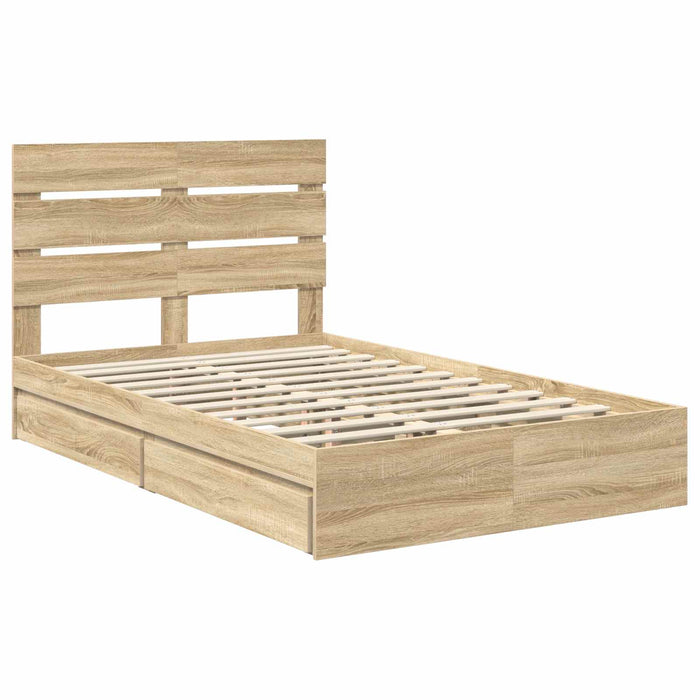 Pat cu storage Stejar Sonoma 135 x 190 cm Lemn compozit - WALTI WALTI