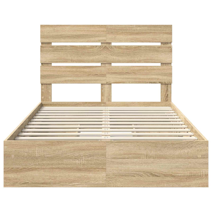 Pat cu storage Stejar Sonoma 135 x 190 cm Lemn compozit - WALTI WALTI