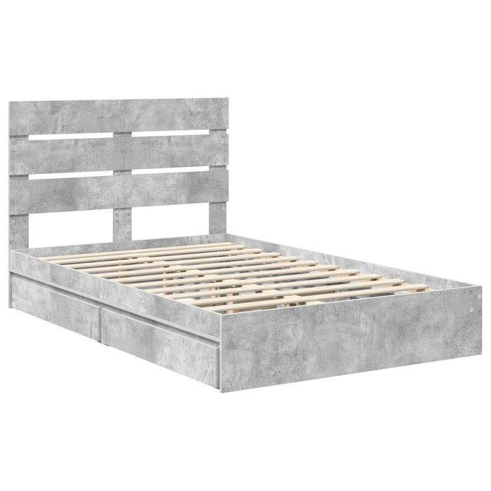 Pat cu storage Gri din beton 135 x 190 cm Lemn compozit - WALTI WALTI