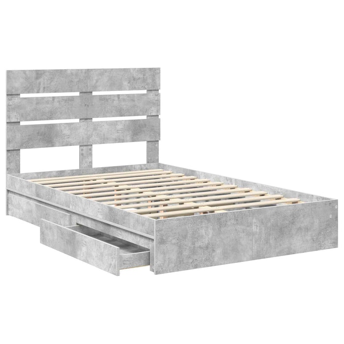 Pat cu storage Gri din beton 135 x 190 cm Lemn compozit - WALTI WALTI