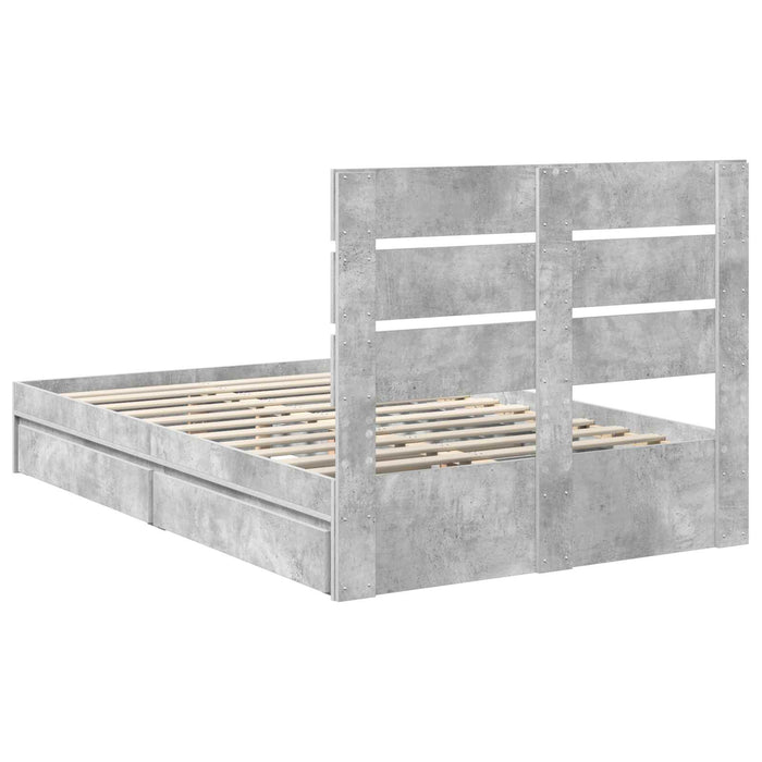 Pat cu storage Gri din beton 135 x 190 cm Lemn compozit - WALTI WALTI