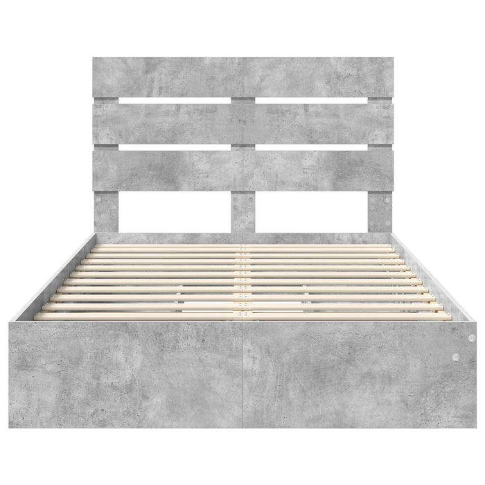 Pat cu storage Gri din beton 135 x 190 cm Lemn compozit - WALTI WALTI