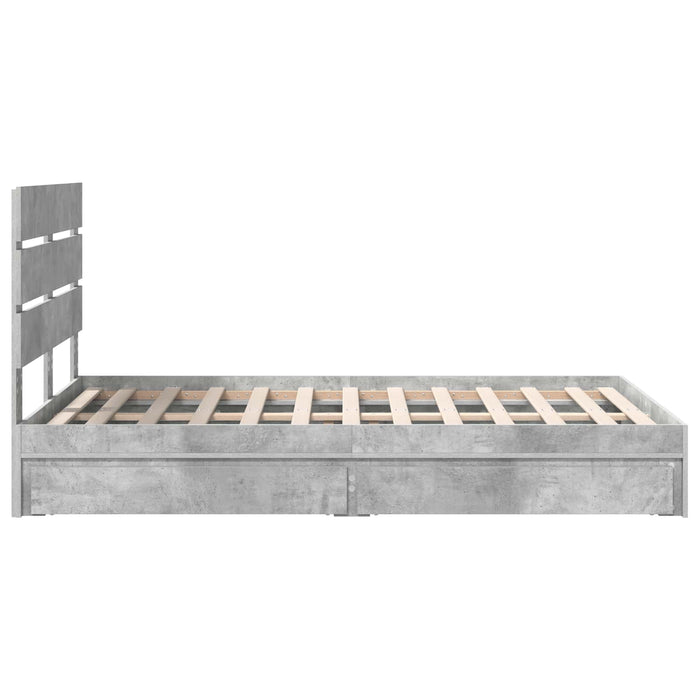 Pat cu storage Gri din beton 135 x 190 cm Lemn compozit - WALTI WALTI