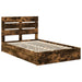 Pat cu storage Stejar fumuriu 135 x 190 cm Lemn compozit - WALTI WALTI