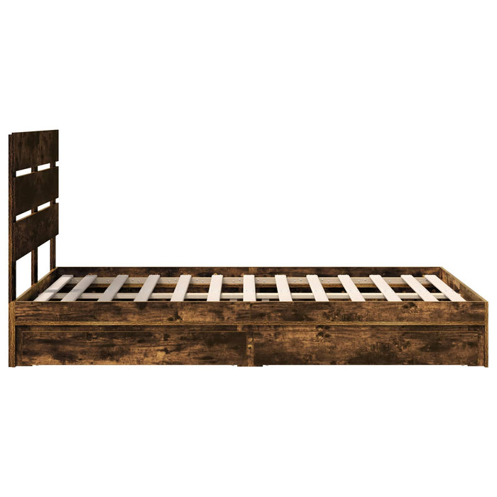 Pat cu storage Stejar fumuriu 135 x 190 cm Lemn compozit - WALTI WALTI