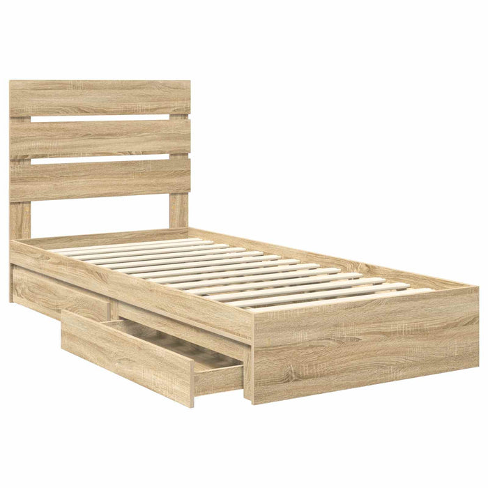 Pat cu storage Stejar Sonoma 100 x 200 cm Lemn compozit - WALTI WALTI