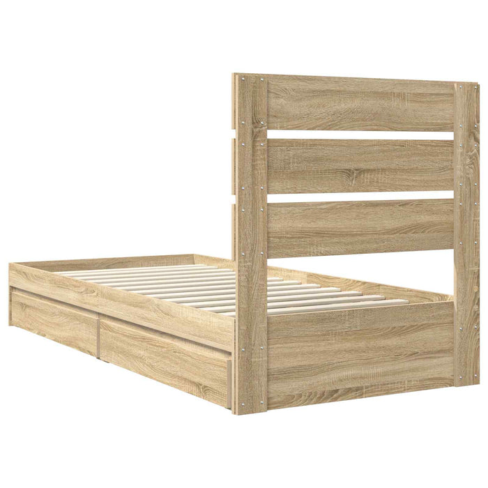 Pat cu storage Stejar Sonoma 100 x 200 cm Lemn compozit - WALTI WALTI