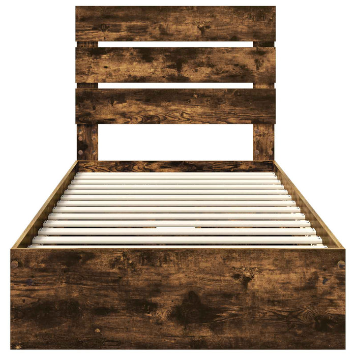 Pat cu storage Stejar fumuriu 100 x 200 cm Lemn compozit - WALTI WALTI