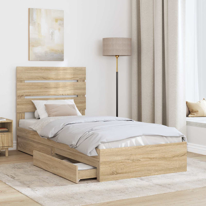 Pat cu storage Stejar Sonoma 70 x 190 cm Lemn compozit - WALTI WALTI