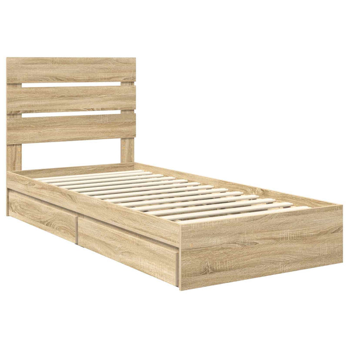Pat cu storage Stejar Sonoma 70 x 190 cm Lemn compozit - WALTI WALTI
