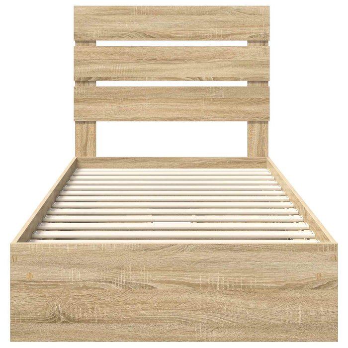 Pat cu storage Stejar Sonoma 70 x 190 cm Lemn compozit - WALTI WALTI