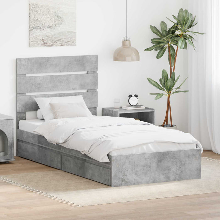 Pat cu storage Gri din beton 70 x 190 cm Lemn compozit - WALTI WALTI