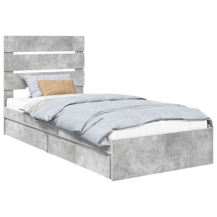Pat cu storage Gri din beton 70 x 190 cm Lemn compozit - WALTI WALTI