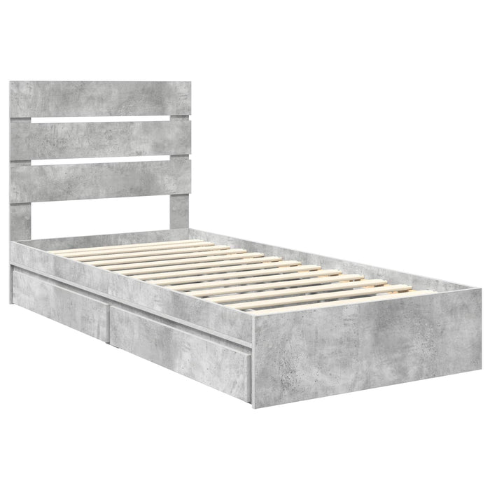 Pat cu storage Gri din beton 70 x 190 cm Lemn compozit - WALTI WALTI