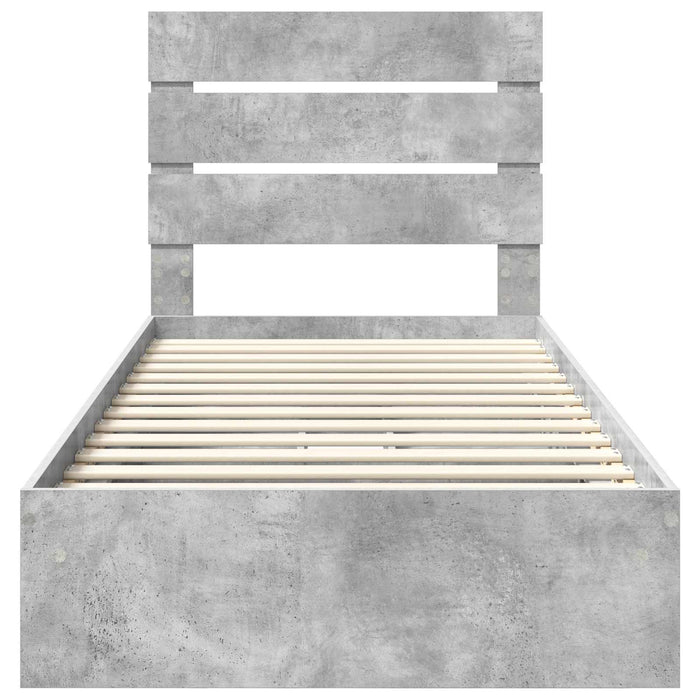 Pat cu storage Gri din beton 70 x 190 cm Lemn compozit - WALTI WALTI