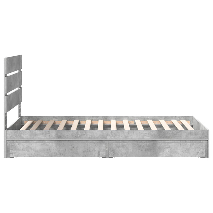 Pat cu storage Gri din beton 70 x 190 cm Lemn compozit - WALTI WALTI