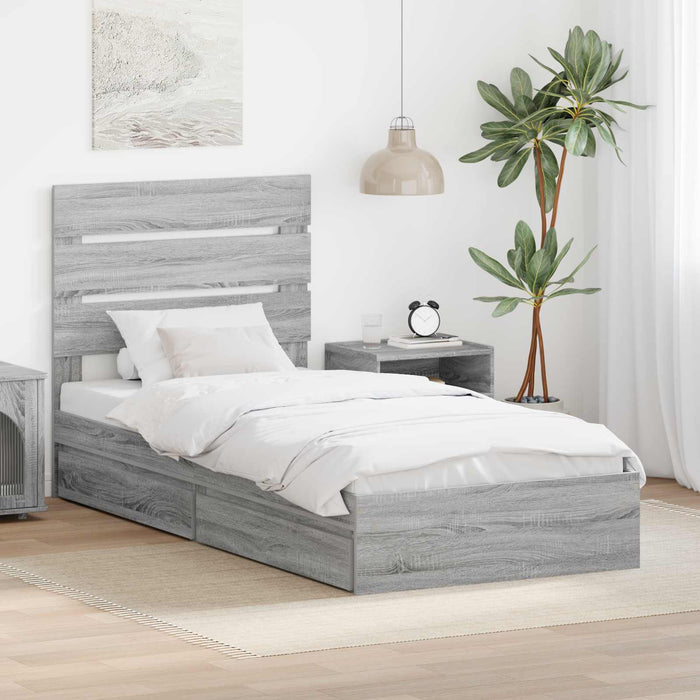 Pat cu storage cu sertar Gri Sonoma 70 x 190 cm Lemn compozit - WALTI WALTI