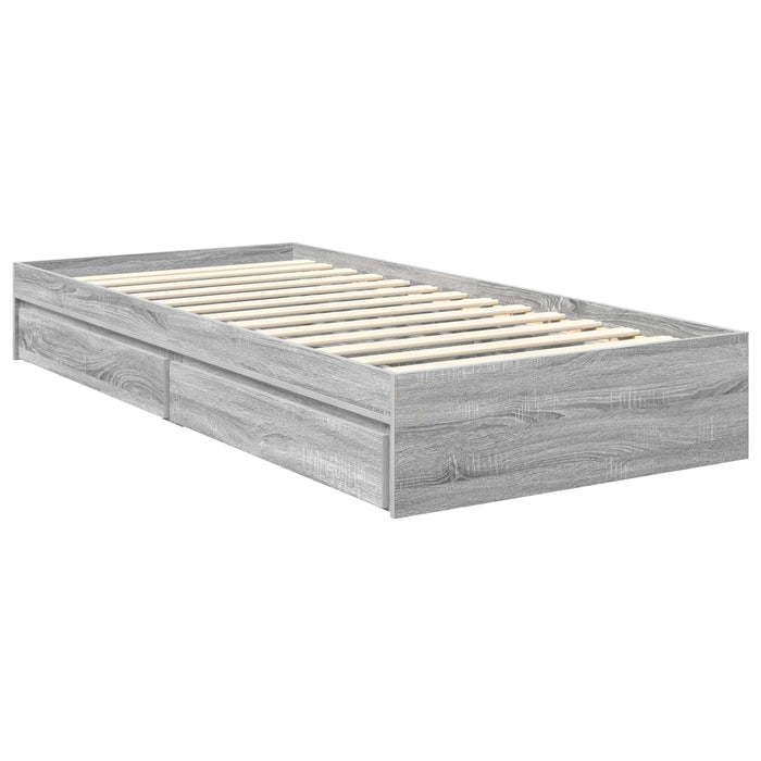 Pat cu storage cu sertar Gri Sonoma 70 x 190 cm Lemn compozit - WALTI WALTI