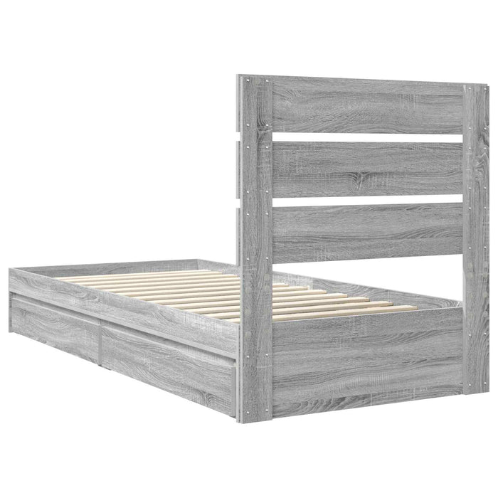 Pat cu storage cu sertar Gri Sonoma 70 x 190 cm Lemn compozit - WALTI WALTI