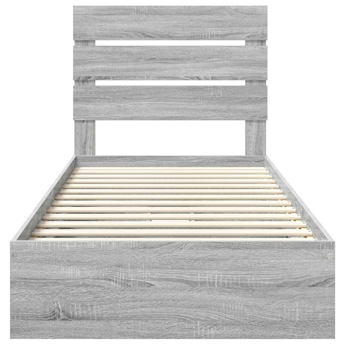 Pat cu storage cu sertar Gri Sonoma 70 x 190 cm Lemn compozit - WALTI WALTI