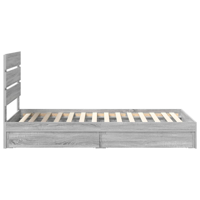 Pat cu storage cu sertar Gri Sonoma 70 x 190 cm Lemn compozit - WALTI WALTI