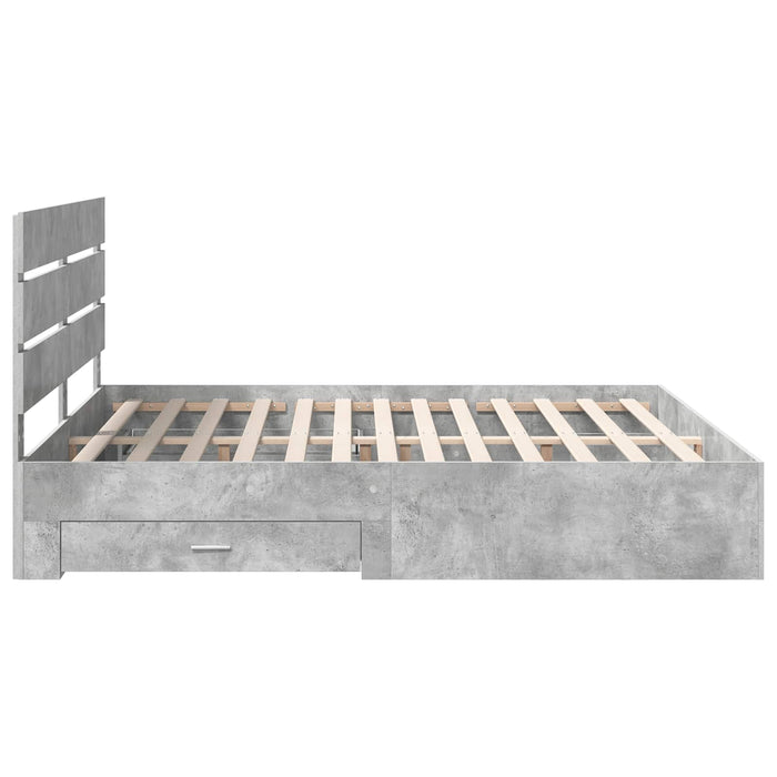 Cadru de pat cu sertar Gri din beton 200 x 200 cm Lemn compozit - WALTI WALTI