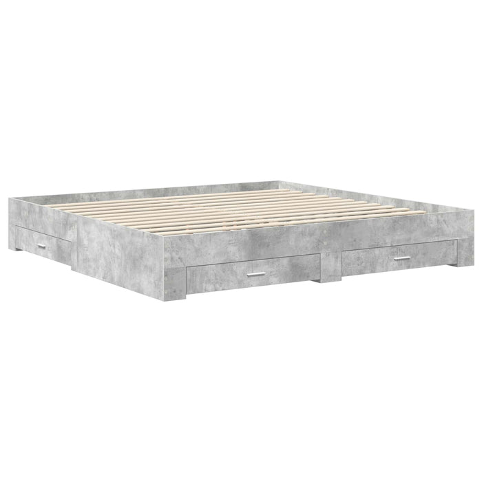Cadru de pat Stejar fumuriu 200 x 200 cm Lemn compozit - WALTI WALTI