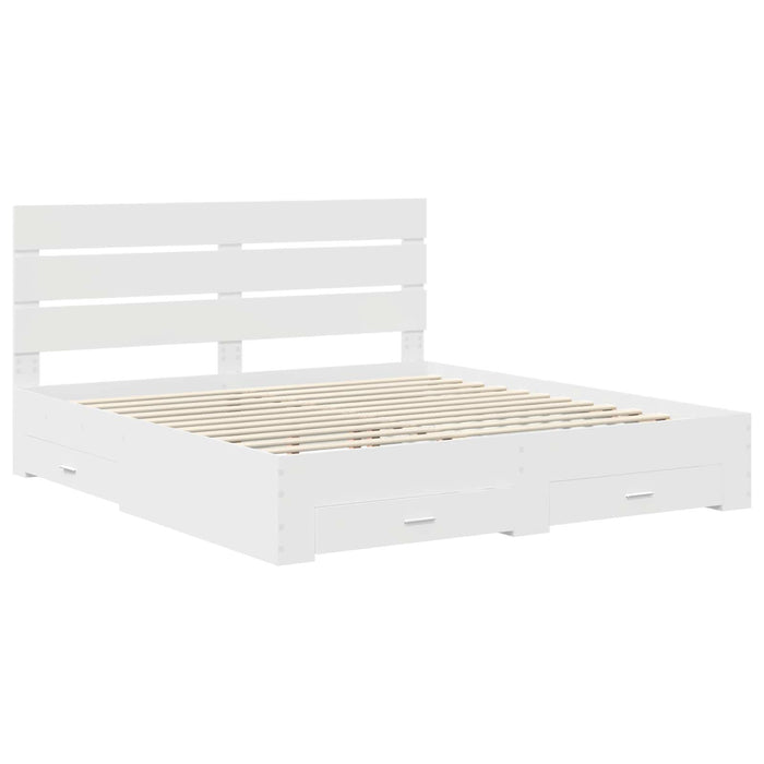 Cadru de pat cu sertar Alb 180 x 200 cm Lemn compozit - WALTI WALTI