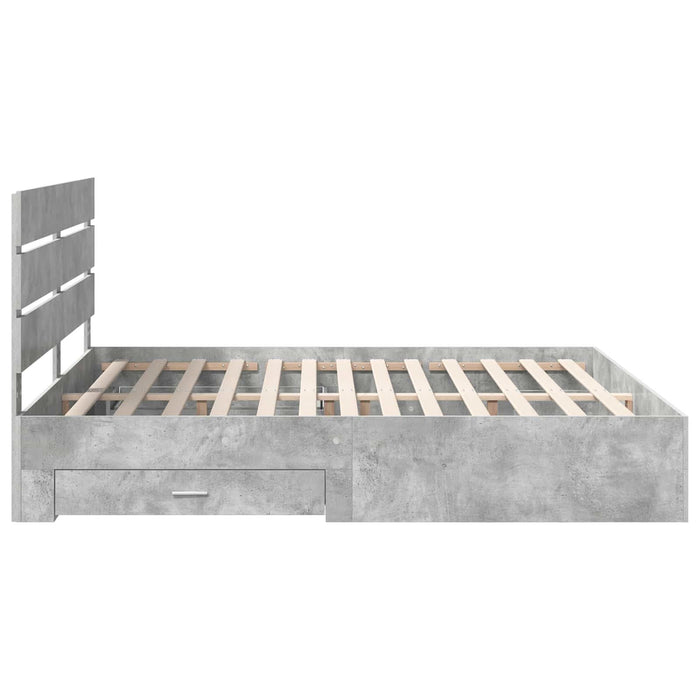 Cadru de pat cu sertar Gri din beton 180 x 200 cm Lemn compozit - WALTI WALTI