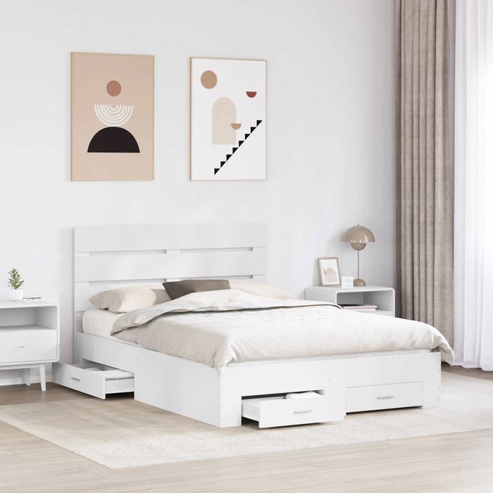 Cadru de pat cu sertar Alb 160 x 200 cm Lemn compozit - WALTI WALTI