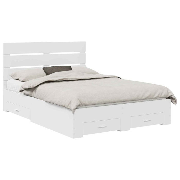 Cadru de pat cu sertar Alb 160 x 200 cm Lemn compozit - WALTI WALTI