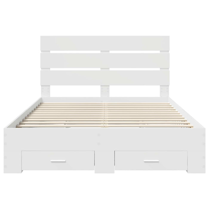 Cadru de pat cu sertar Alb 160 x 200 cm Lemn compozit - WALTI WALTI