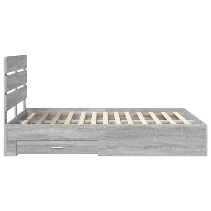 Cadru de pat cu sertar Gri Sonoma 160 x 200 cm Lemn compozit - WALTI WALTI