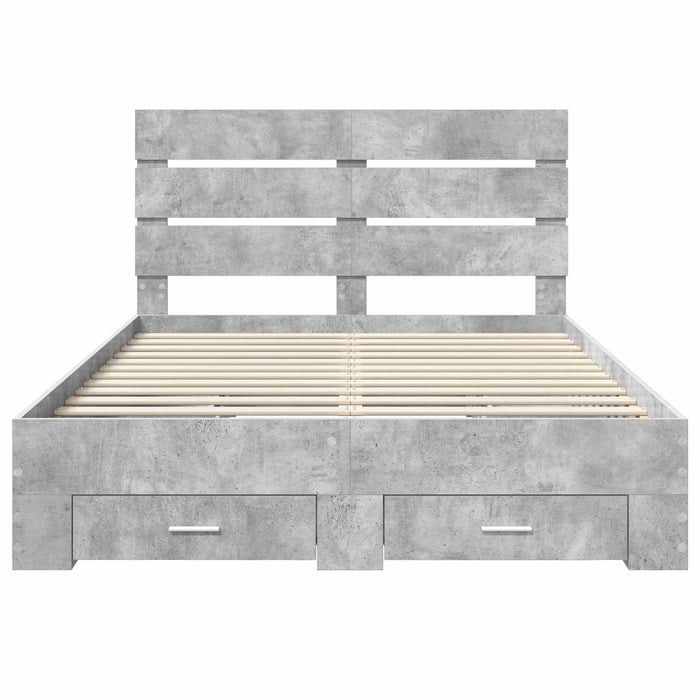 Cadru de pat cu sertar Gri din beton 150 x 200 cm Lemn compozit - WALTI WALTI