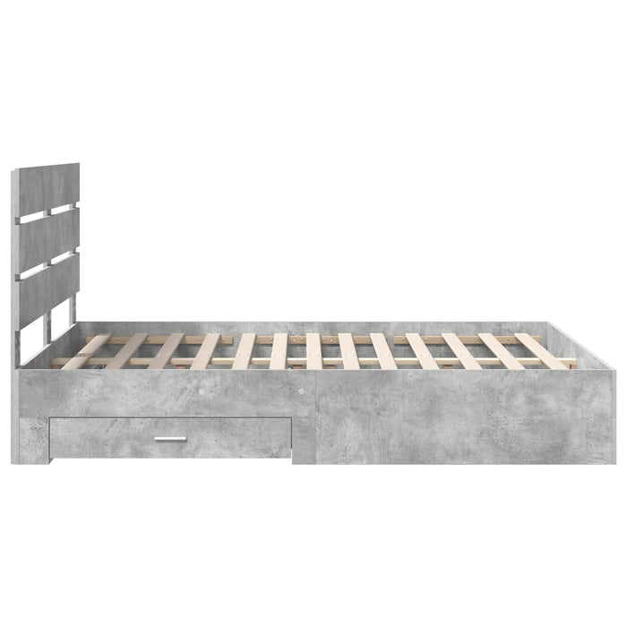 Cadru de pat cu sertar Gri din beton 150 x 200 cm Lemn compozit - WALTI WALTI