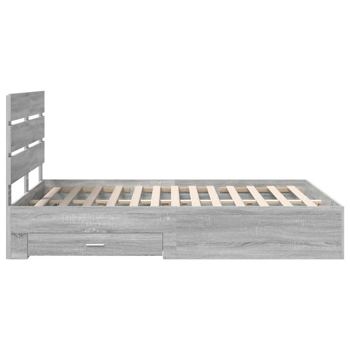 Cadru de pat cu sertar Gri Sonoma 150 x 200 cm Lemn compozit - WALTI WALTI