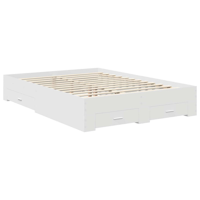Cadru de pat cu sertar Alb 140 x 190 cm Lemn compozit - WALTI WALTI