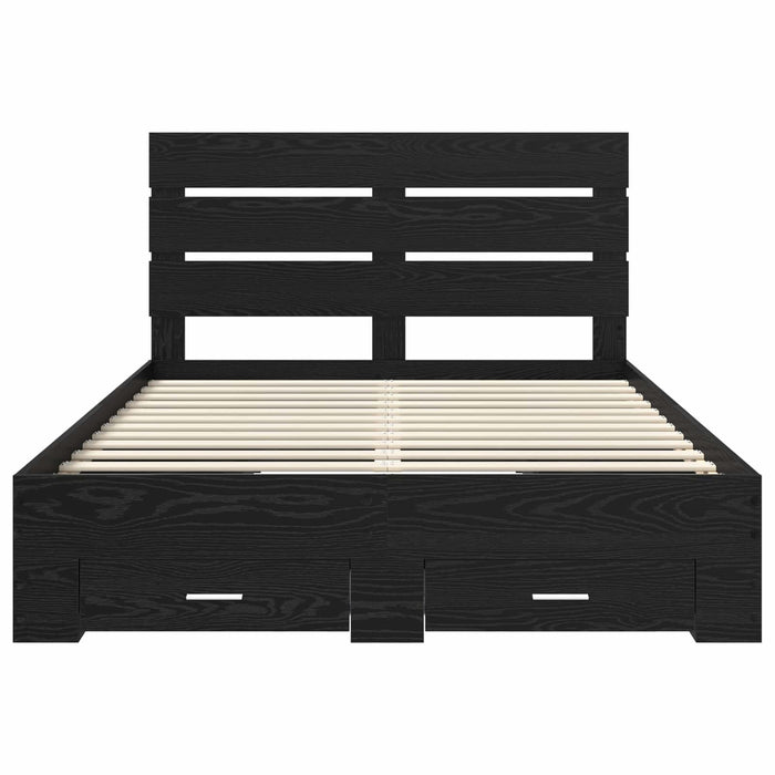 Cadru de pat cu sertar Stejar Negru 140 x 190 cm Lemn compozit - WALTI WALTI